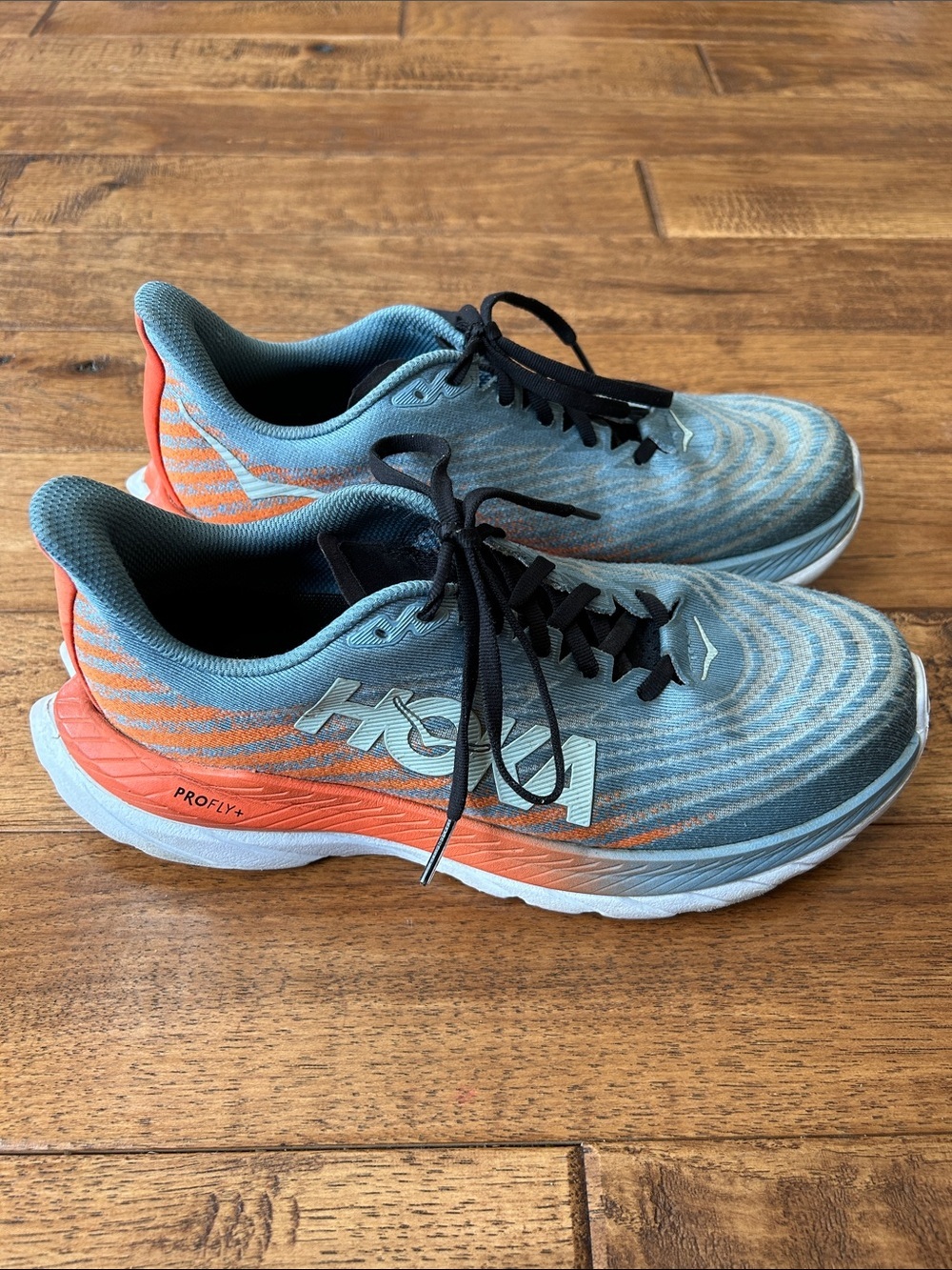 Hoka One One Mach 5 Cushioned Running Shoes Blue Orange Mens Size 8